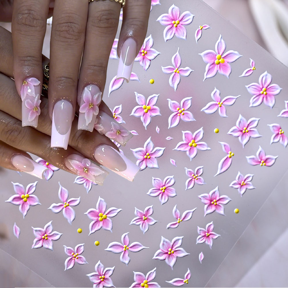 Nail Art Ombre Pink - 5D Relief Ombre Pink Five-Petal Nail