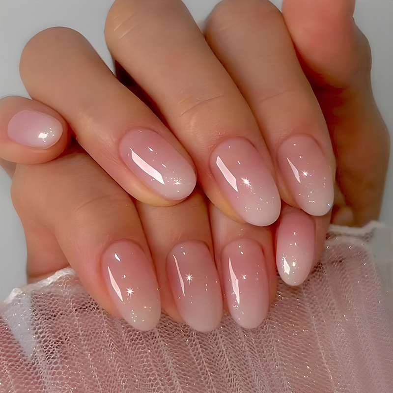 24Pcs Oval Short Pink Press on - огляд і ціна Nail Art Ombre Pink