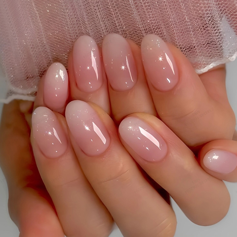 24Pcs Oval Short Pink Press on - огляд і ціна Nail Art Ombre Pink