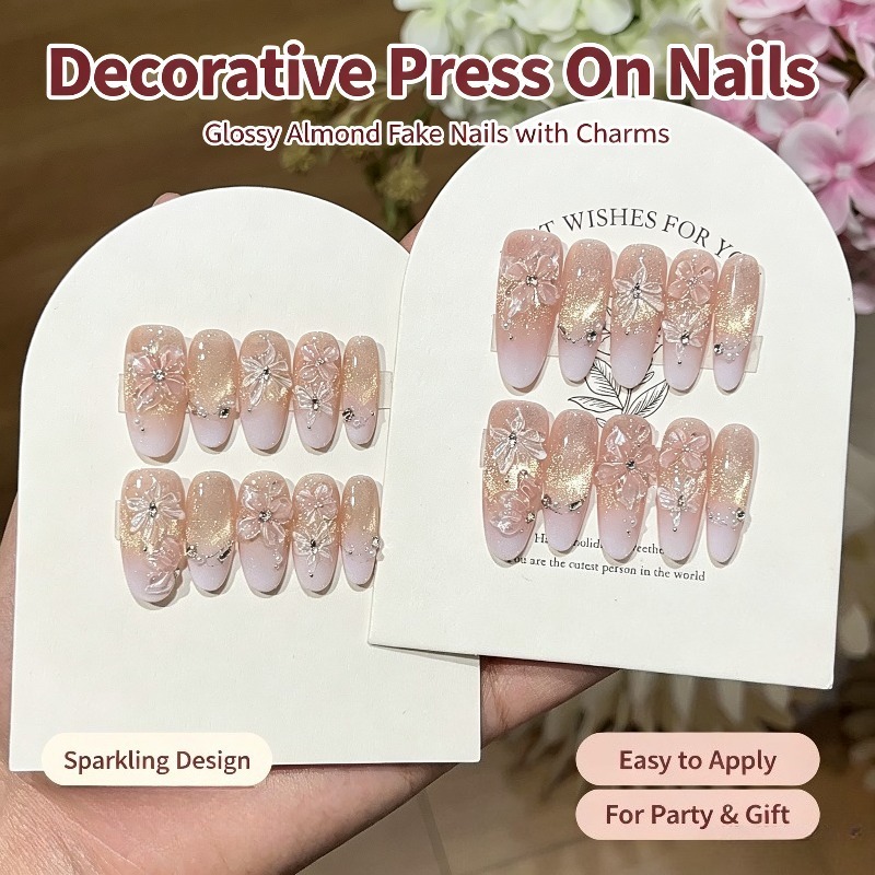 Exquisite Handmade Press on Na - огляд і ціна Nail Art Ombre Pink