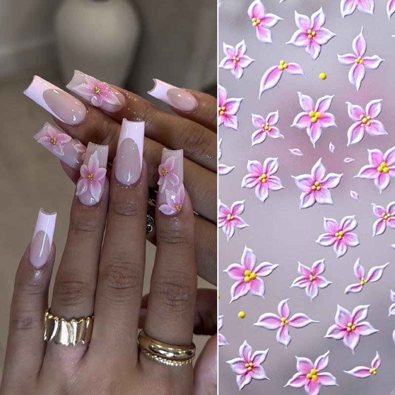 5D Relief Five Petal Nail Art  - огляд і ціна Nail Art Ombre Pink