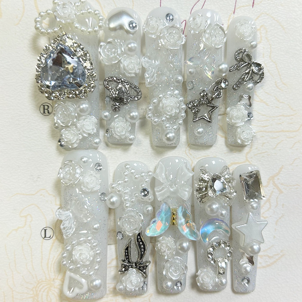 10PCS Cute Jirai Kei White Han - огляд і ціна Nail Art Love
