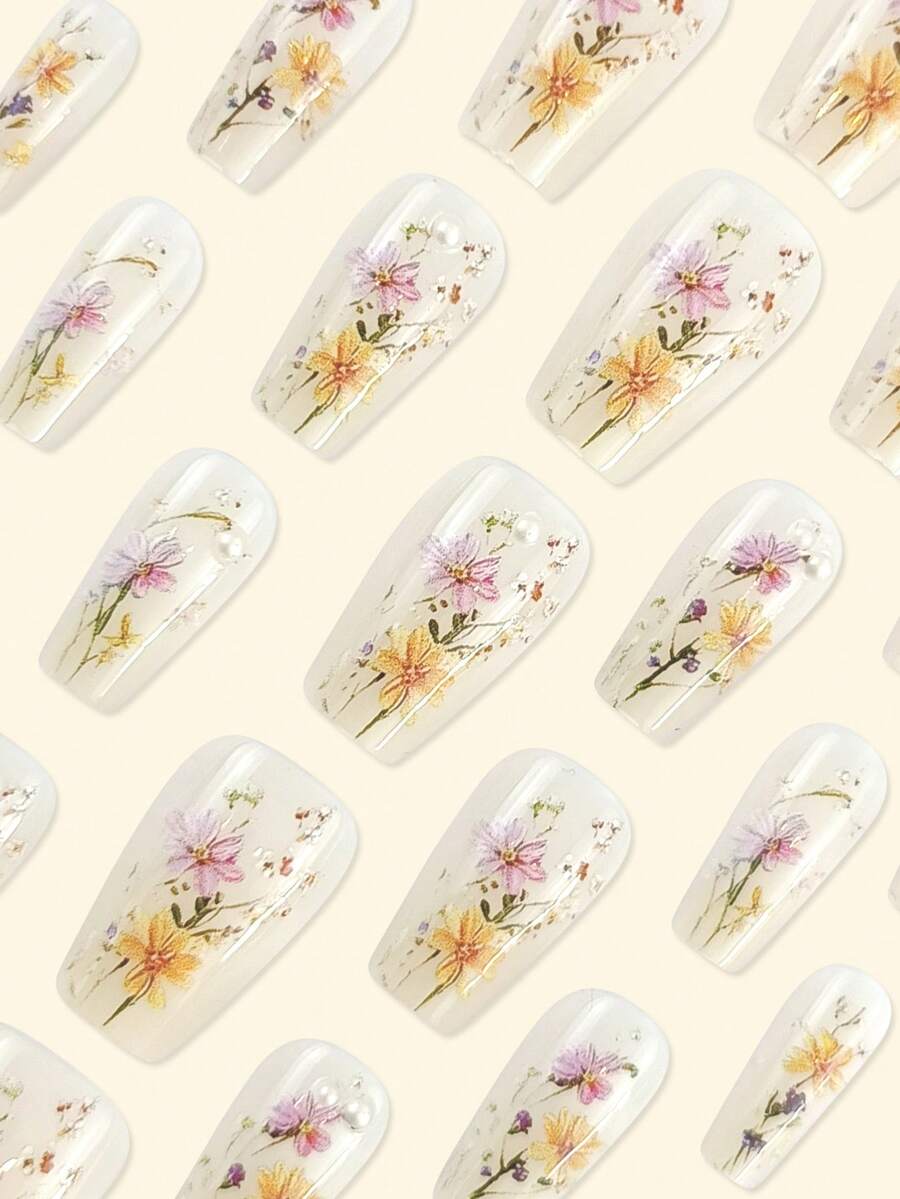 24pcs Y2K Nail Art Pearl Coffi - огляд і ціна Nail Art Ombre Pink
