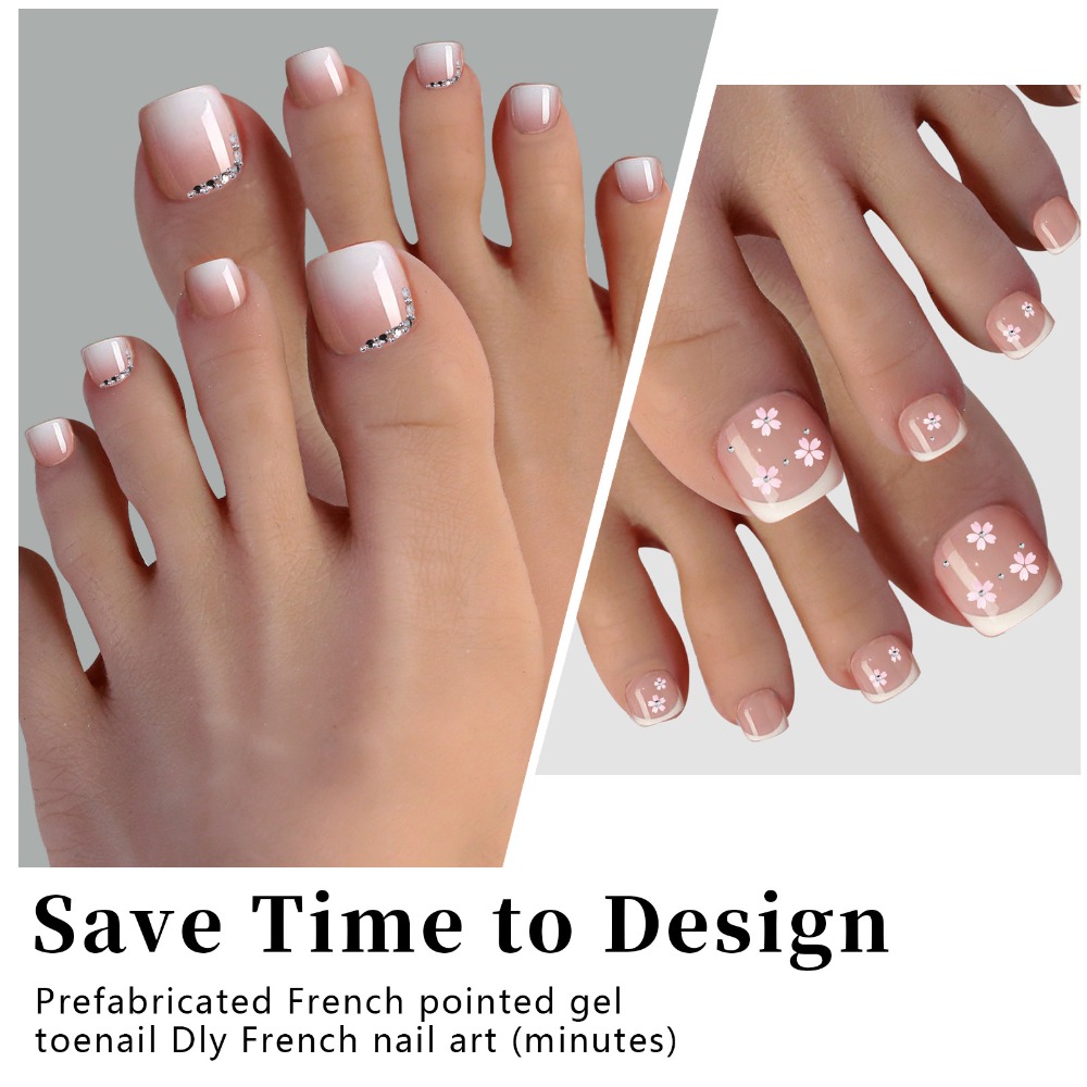 Short Square Press On Toenails - огляд і ціна Nail Art Ombre Pink