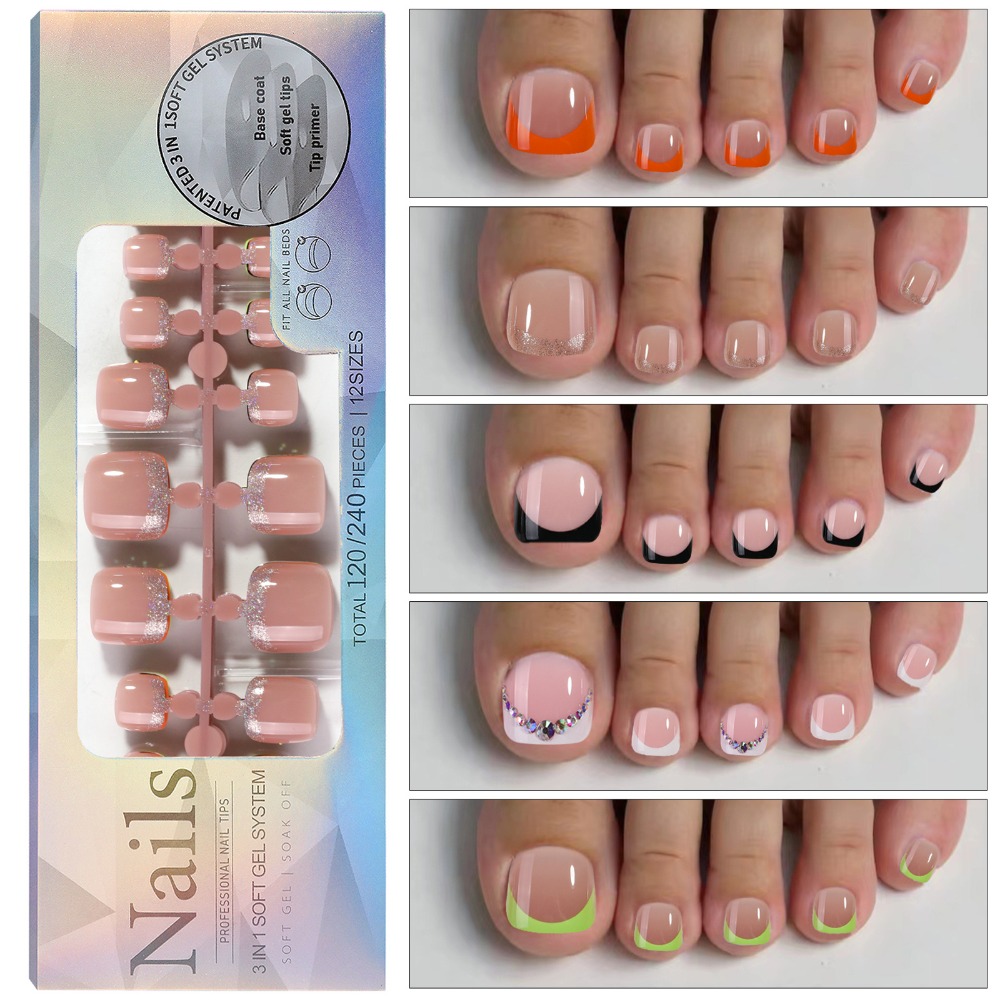 Short Square Press On Toenails - огляд і ціна Nail Art Ombre Pink