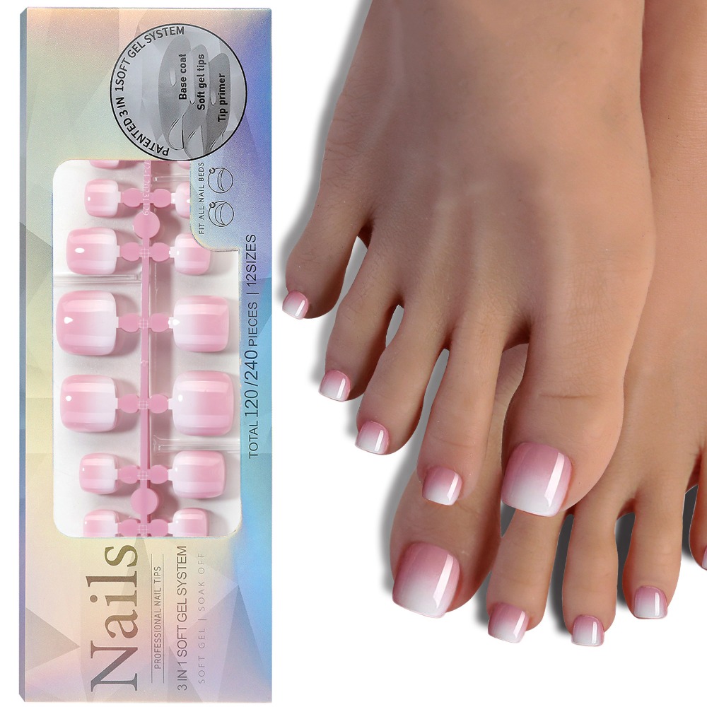 Short Square Press On Toenails - огляд і ціна Nail Art Ombre Pink