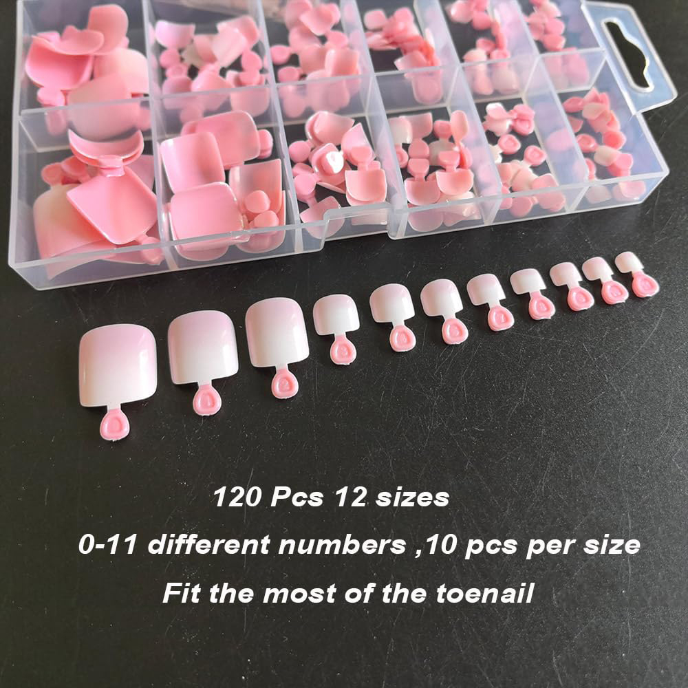 120pcs Ombre Pink White Toe Na - огляд і ціна Nail Art Ombre Pink